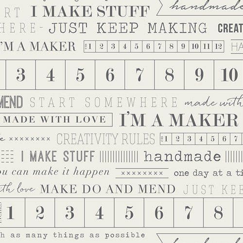 I'm A Maker, from Maker Designed by Art Gallery Fabrics AGF 100% Premium  Quilters Cotton – Off white background, charcoal writing/words – The  Stitchery Dorset