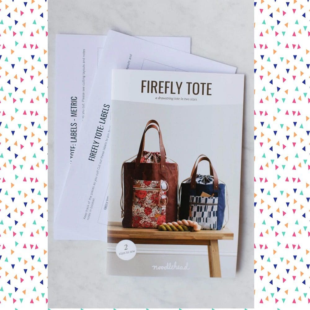 Firefly Tote Bag Sewing Pattern by Noodlehead. Drawstring Tote in